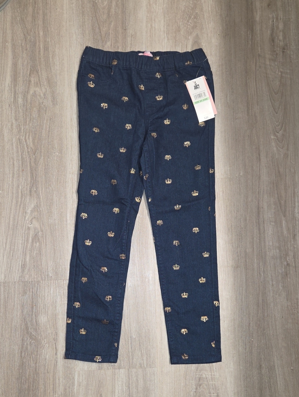 Juicy Couture Navy Jeans with Gold Crown Embroidery